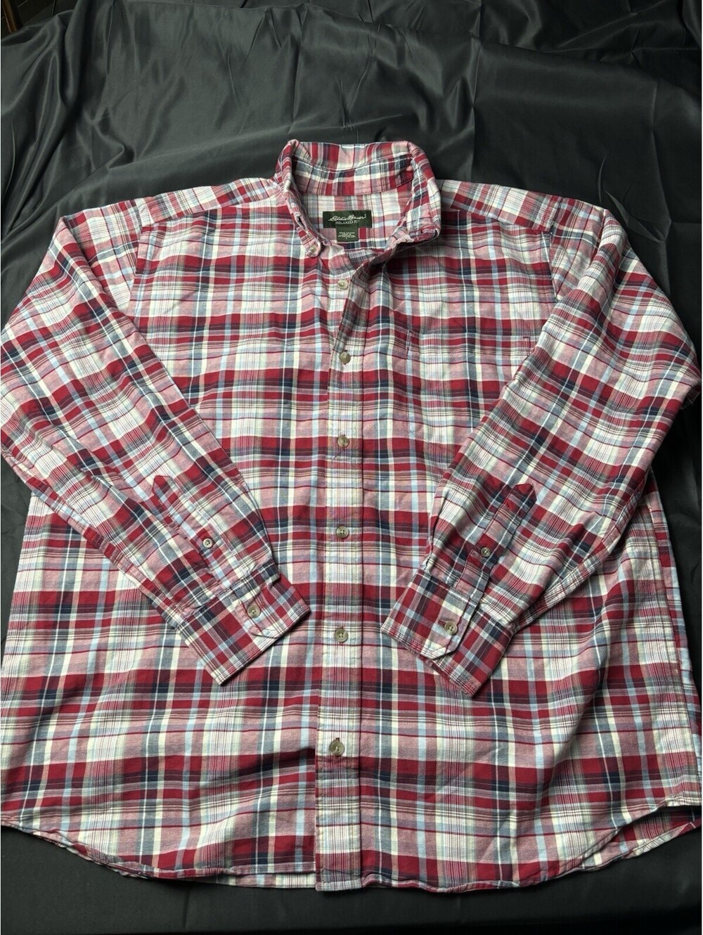 Vintage Eddie Bauer Red Plaid Cotton Button-Up Shirt - Relax